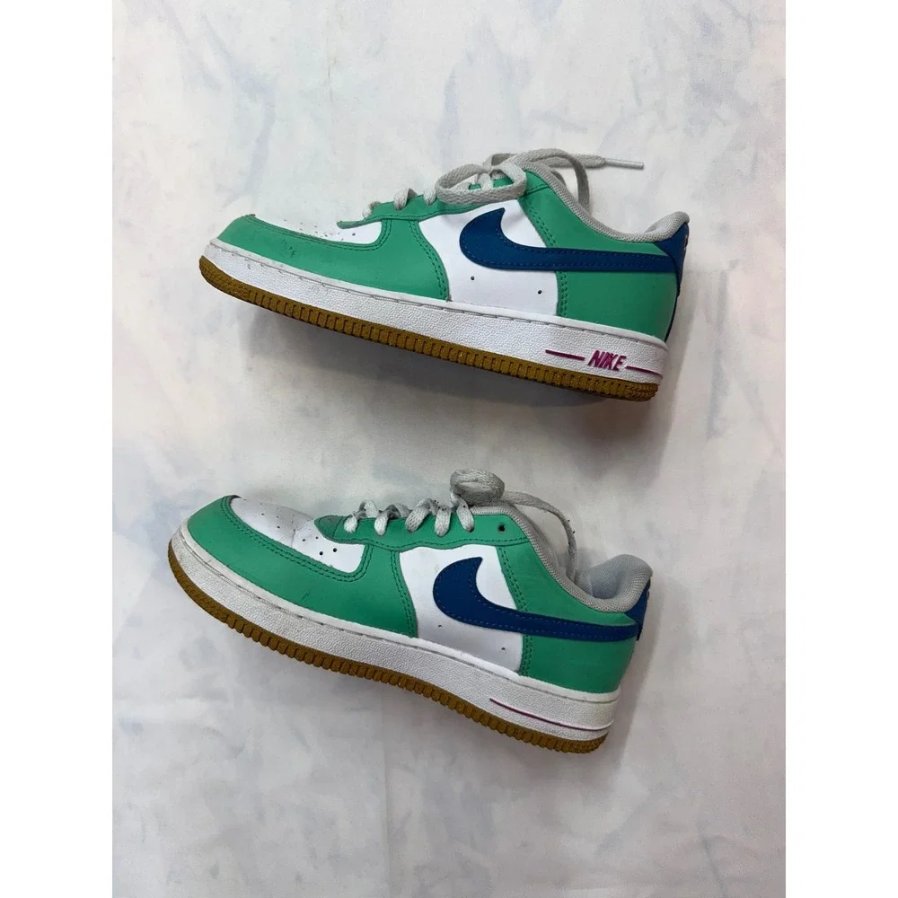 NIKE Girls 2 Green White Purple Air Force 1 LV8 BG White Green Abyss Spring